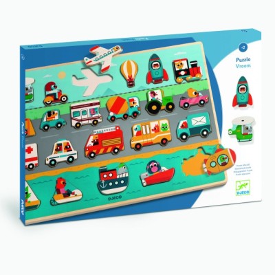 Puzzle din lemn Vroom-vroom, Djeco foto