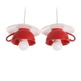 Cumpara ieftin Lustra Deco Republic &bdquo;Afternoon tea red twins&rdquo; E27, 2x60W, cesti si farfurii ceramice, rosii