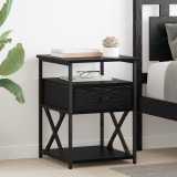 vidaXL Dulap de noapte cu sertar 2 pcs Stejar Negru 40 x 42 x 55 cm 881886