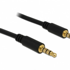Cablu stereo jack 3.5mm 4 pini Negru T-T 0.5m, Delock 83434