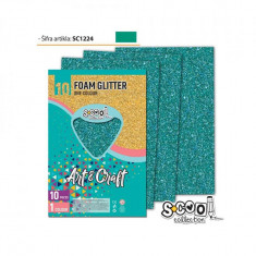 Hartie buretata, glitter, verde, 10 buc/set, 20x30 cm - S-COOL