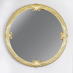 Oglinda perete din lemn rotunda Golden Luxe 60 cm