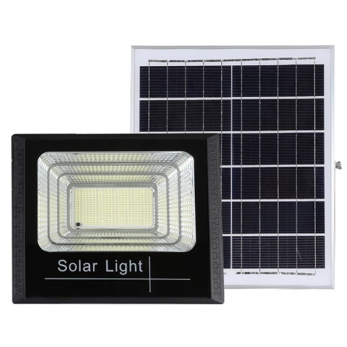 Proiector LED SMD 30W cu incarcare solara, panou solar, cu telecomanda, suport prindere, material ABS, 1.2AH, 100 LED-uri, 93Lm