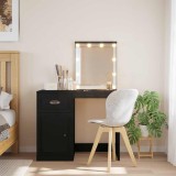 vidaXL Masă de toaletă cu LED-uri, negru, 90x42x132,5 cm