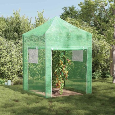Seră cu acoperiș Manual Verde 200 x 200 x 300 cm Oțel foto