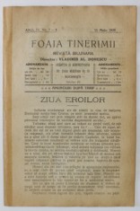 FOAIA TINERIMII , REVISTA BILUNARA , NR. 7-8 , APARUTA LA BUCURESTI , 1920 foto