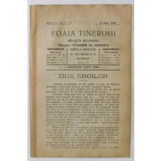 FOAIA TINERIMII , REVISTA BILUNARA , NR. 7-8 , APARUTA LA BUCURESTI , 1920