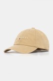 Tommy Jeans șapcă de baseball din bumbac culoarea bej, cu imprimeu, AW0AW17308