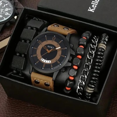 Set cadou cu ceas barbatesc Soki CH0264 si patru bratari elegante foto