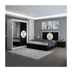 Dormitor Luis Negru01 Tapitat