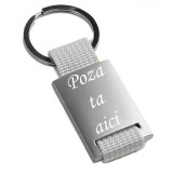 Breloc Metalic Gri Inox Personalizat cu Poza si Text, Unisex, Accesorii Chei, Auto