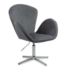 Scaun birou rotativ REL406, catifea, baza metal cromat, inaltime reglabila, 100 kg