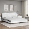 Cadru de pat cu tăblie alb și negru 180x200cm piele artificială