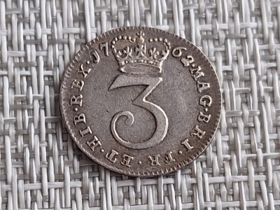 3 pence 1762, argint foto