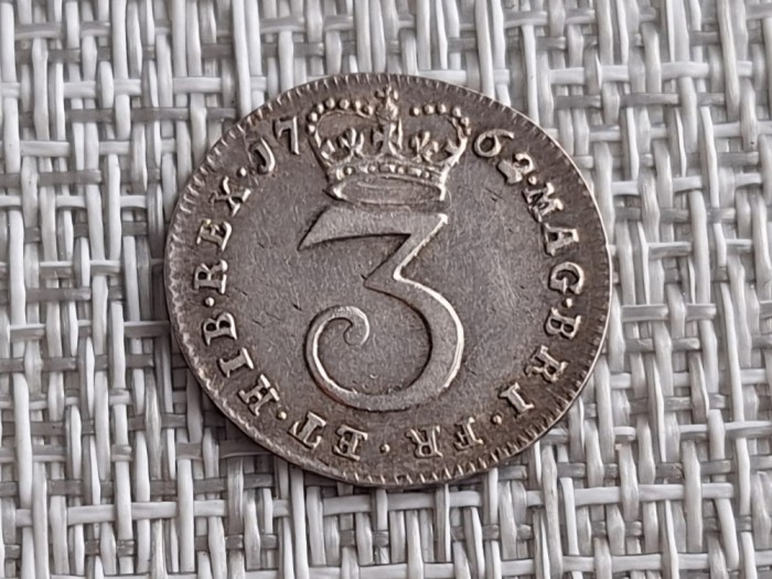 3 pence 1762, argint