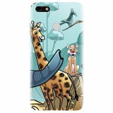 Husa silicon pentru Huawei Y6 Pro 2017, Children Drawings Elephants Giraffes Lions