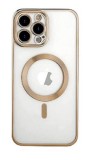 Husa Luxury MagSafe compatibila cu iPhone 13 Pro, Full protection, Margini colorate, Rose Gold, Oem