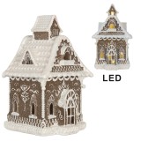 Cumpara ieftin Casuta Turta Dulce polirasina alba maro, led 13x12x20 cm