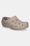 Crocs papuci Classic Floral Cut Out Clog culoarea maro, toc pana, 210927-214
