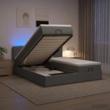 Cumpara ieftin Pat Ottoman cu Saltea si LED Gri inchis 180 x 200 cm Tesatura