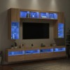 VidaXL Comode TV de perete cu lumini LED, 8 piese, stejar sonoma