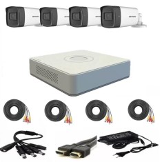 Sistem supraveghere video Hikvision 4 camere 2MP FULL HD 1080p IR 40m DVR 4 canale 2MP + accesorii instalare SafetyGuard Surveillance