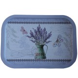 Farfurie metalica tip tava Pufo Lavender bouquet pentru servire desert, prajituri, aperitive, 40 x 29 cm