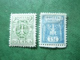 2 Timbre Polonia 1922 Stema ,valorile 75f si 2mk , sarniera