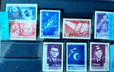 TIMBRE ROM&amp;Acirc;NIA MNH -LP523/1961;547/1962;563/1963 -LOT COSMONAUTICĂ- foto