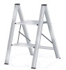 Scara Pliabila Aluminiu Kingrack, 2 Trepte, Antialunecare, cu Balustrada si Protectie, Argintie, 150kg