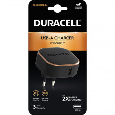 Incarcator Duracell, 12W, 1 x USB-A, 5V @ 2.4A, Negru