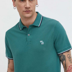 Abercrombie & Fitch tricou polo barbati, culoarea verde, cu imprimeu