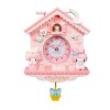 Ceas Perete Copii Casuta cu Pendul, Roz, 30cm, Quartz, Analogic, Plastic, Modern