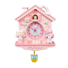 Ceas de perete cu pendul in forma de Casuta pentru copii, Roz, 30 cm, MHT620-2