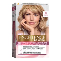 Vopsea de Par Permanenta L&amp;#039;OREAL Paris Excellence Creme 8, Blond Deschis, 192 ml, Cu Amoniac, Vopsea de Par, Vopsea de Par Permanenta, Vopsea de Par L foto