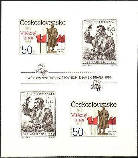 CEHOSLOVACIA 1988 EXPO PRAHA K.SVOBODA REVOLUTIA DE LA 1948