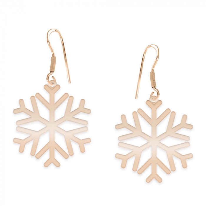 Snowflake - Cercei personalizati fulg din argint 925 placat cu aur roz