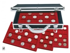 SAFE - Valisa mare din aluminiu cu 6 tăvi roșii pentru monede