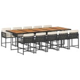 Cumpara ieftin Set mobilier de exterior cu perne, 11 piese, negru, poliratan