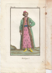 Gravura color 1805 - Domn Valah - Romania - stare perfecta de conservare foto