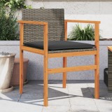 Set 2 Scaune Gradina Gossi Gri Poliratan/Lemn cu Perne