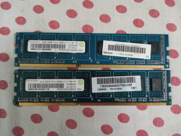 Kit Memorie Ram Ramaxel 8 GB (2 X 4 GB) 1600Mhz.