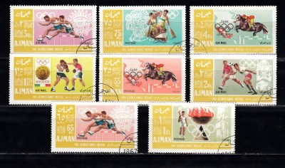 A12 S5 6 - Timbre foarte vechi - Ajman - Jocurile Olimpice - Mexico - 1968 foto