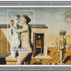 Rwanda 1982-Arta,Pictura,Nud,Expo.filatelica,colita dantelata.MNH,Mi.Bl.99