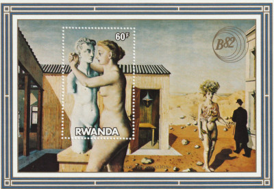 Rwanda 1982-Arta,Pictura,Nud,Expo.filatelica,colita dantelata.MNH,Mi.Bl.99 foto