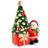 Figurina Brad si Om Zapada Craciun teracota multicolora cu led cm 8 x 5,5 x 13,5 H