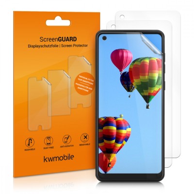 Set 3 Folii de protectie pentru Samsung Galaxy A21s, kwmobile, Fata, Transparenta, 52569.1 foto