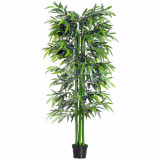 OutSunny Plantă de Bambus Artificial &icirc;n Ghiveci, Plantă Decorativă pentru Casă, Birou, Interior și Exterior, Ф2.5x180 cm, Verde | Aosom Romania