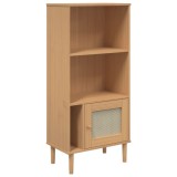 Cumpara ieftin Biblioteca SENJA aspect ratan maro 60x35x130 cm lemn masiv pin