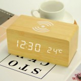 Ceas LED, ceas desteptator digital cu afisaj modern, alarma si luminozitate ajustabila, incarcator wireless pentru smartphone